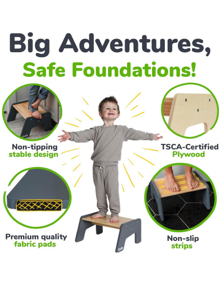 Escalera de Madera Ocodile 1 Paso Antideslizante Gris