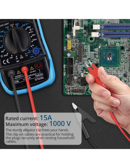 Cables de Prueba Banana a Cocodrilo 1m 15A ALLmeter