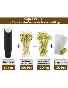 Set 50 Tazas Desechables Charcutería CAMKYDE 12 oz con Palillos 2