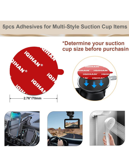 5 Almohadillas Adhesivas Doble Cara 70mm Promkig para Ventosa