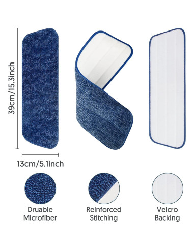 7 Almohadillas de Microfibra Reutilizables MEXERRIS para Mopas 33-38 cm