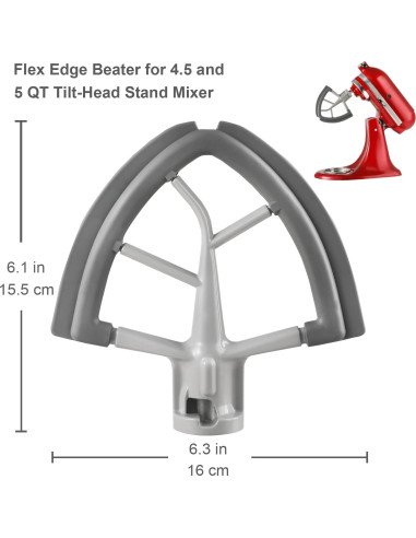Batidor de borde flexible KitchenAid 4.5-5 QT Gris