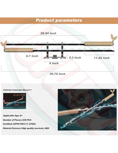 Conjunto de Espadas de Construcción Jorumo Inosuke 101.6 cm 838 Piezas