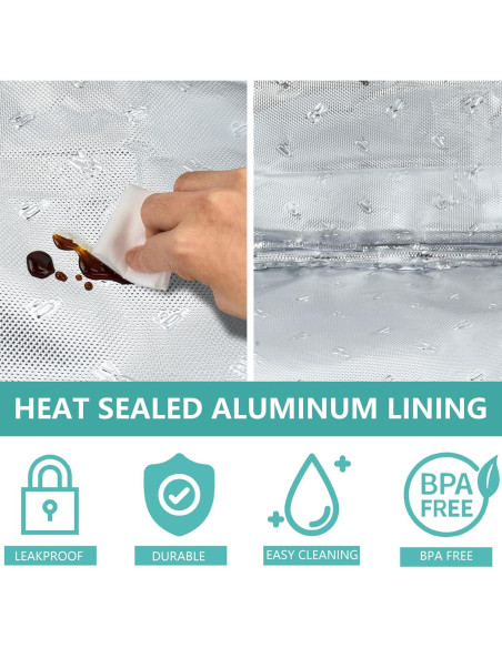 Bolsa de Almuerzo Aislada Kissleaf Negra 2.99L Impermeable Bolsa de Almuerzo Aislada Kissleaf Negra 2.99L Impermeable