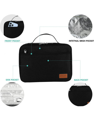 Bolsa de Almuerzo Aislada Kissleaf Negra 2.99L Impermeable