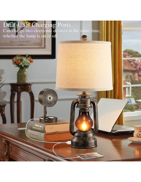 Juego de 2 Lámparas de Mesa RORIANO Vintage con USB 56cm