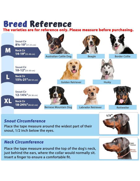 Collar de Cabeza Barkless M Negro para Perros Grandes y Medianos