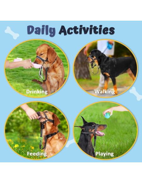 Collar de Cabeza Barkless M Negro para Perros Grandes y Medianos