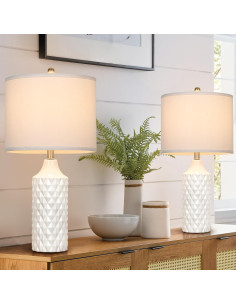 Juego de 2 Lámparas de Mesa Cerámica Qingmiao 63.5 cm Regulables 2