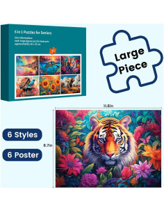 Paquete de 6 rompecabezas grandes WSCXSC 16 piezas para ancianos 2