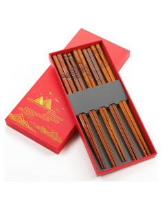 Palillos Reutilizables KAHACIYO 22.5 cm Madera Natural 5 Pares