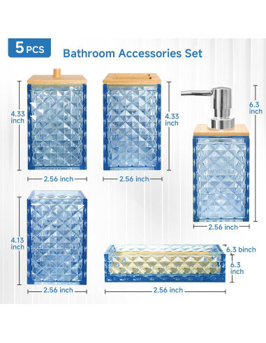 Juego de Accesorios de Baño Azul Seeatoo 5 Piezas