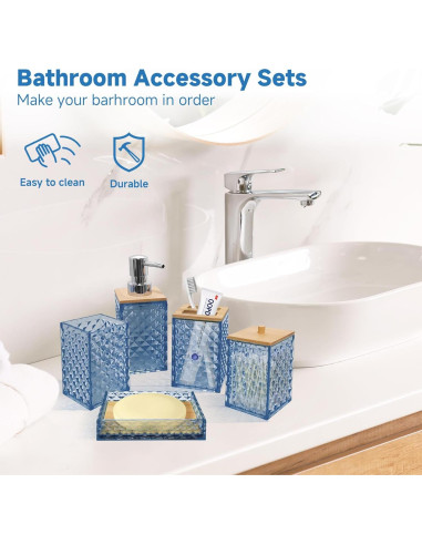 Juego de Accesorios de Baño Azul Seeatoo 5 Piezas
