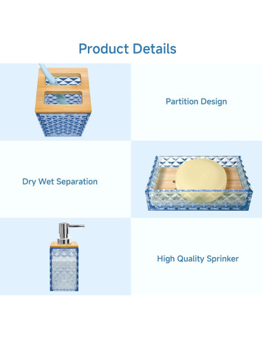 Juego de Accesorios de Baño Azul Seeatoo 5 Piezas