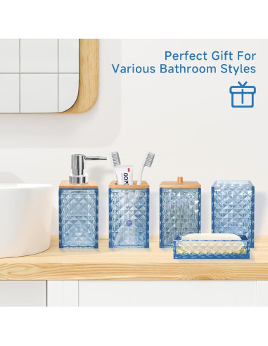 Juego de Accesorios de Baño Azul Seeatoo 5 Piezas