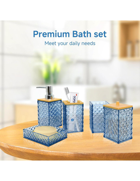 Juego de Accesorios de Baño Azul Seeatoo 5 Piezas