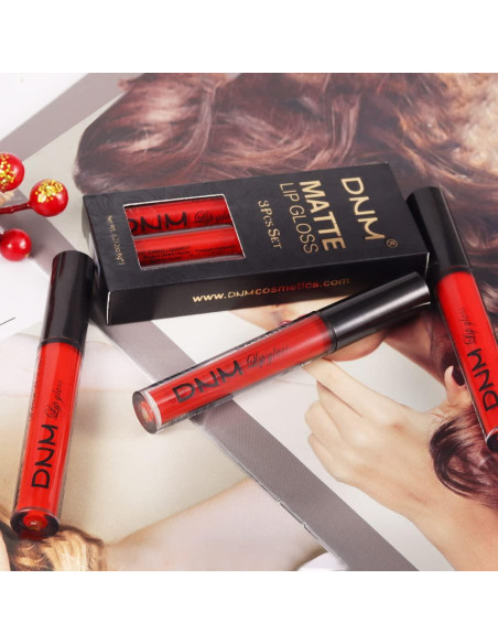 Conjunto de 3 Lápices Labiales Líquidos Mate Rojo Amy's Diary