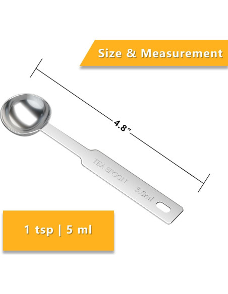 Cuchara Medidora Individual 5ml Acero Inoxidable LEIFENY