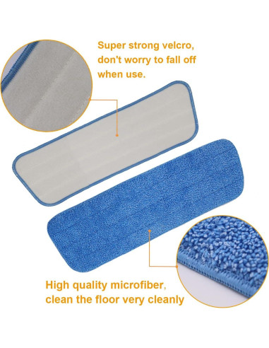 Paquete de 10 almohadillas de mopa plana microfibra 40 cm LOSYHU