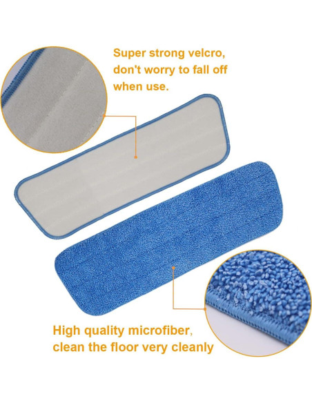 Paquete de 10 almohadillas de mopa plana microfibra 40 cm LOSYHU