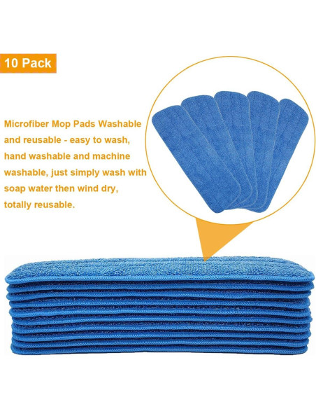 Paquete de 10 almohadillas de mopa plana microfibra 40 cm LOSYHU