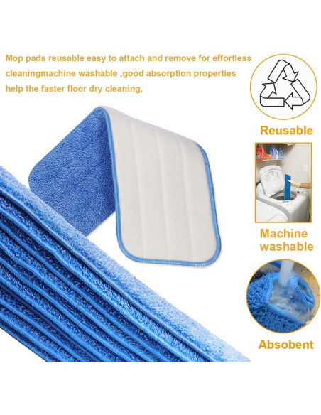 Paquete de 10 almohadillas de mopa plana microfibra 40 cm LOSYHU