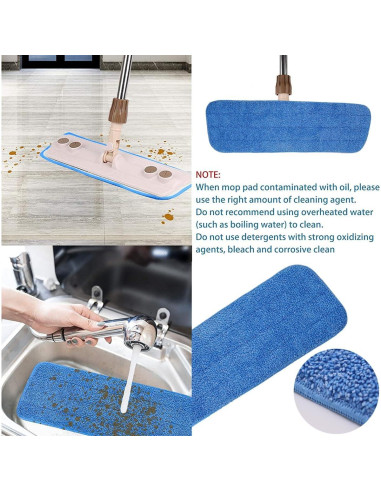 Paquete de 10 almohadillas de mopa plana microfibra 40 cm LOSYHU
