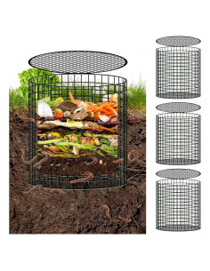 Contenedor de Compostaje Subterráneo U0U 3 Piezas 30x30 cm Negro