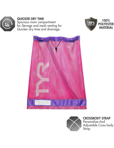 Bolsa de Malla TYR Alliance 75L Rosa/Púrpura para Entrenamiento