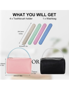 Conjunto de viaje 5 piezas: estuches cepillos + bolsa tocador 2