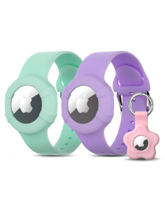 Pulseras ARTACHE para AirTag Niños Silicona Verde/Púrpura