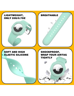 Pulseras ARTACHE para AirTag Niños Silicona Verde/Púrpura 2