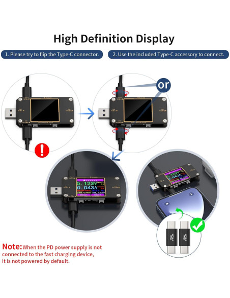Medidor USB Tester YOJOCK A3 Multímetro Digital 2-en-1