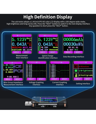 Medidor USB Tester YOJOCK A3 Multímetro Digital 2-en-1