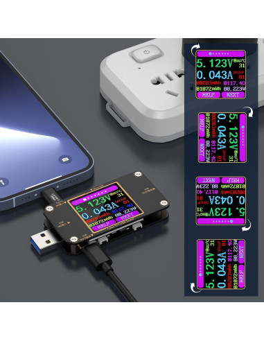 Medidor USB Tester YOJOCK A3 Multímetro Digital 2-en-1