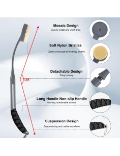 Cepillo de Espalda para Ducha Gobiteli 52 cm Mango Largo 2