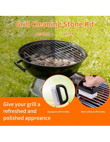 Kit de Limpieza de Parrilla Monalife con Mango y Ladrillos