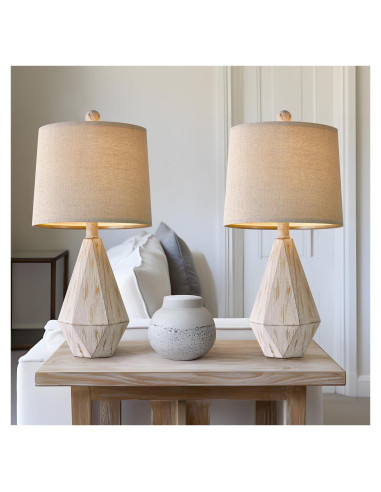 Lámpara de Mesa PoKat 51.4 cm Juego de 2 Vintage Blanca