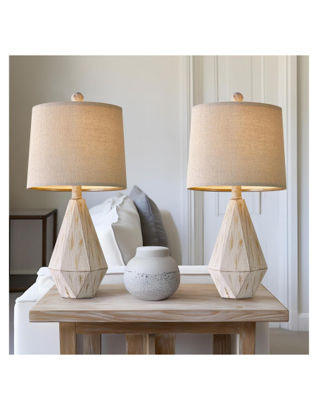 Lámpara de Mesa PoKat 51.4 cm Juego de 2 Vintage Blanca