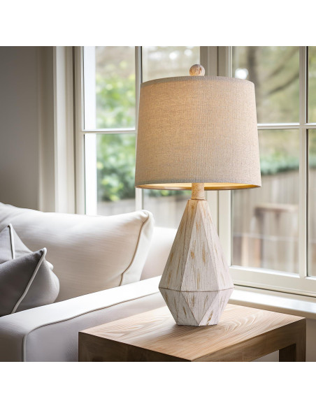 Lámpara de Mesa PoKat 51.4 cm Juego de 2 Vintage Blanca