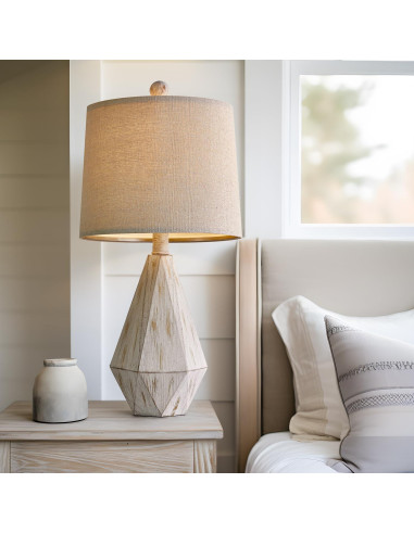 Lámpara de Mesa PoKat 51.4 cm Juego de 2 Vintage Blanca