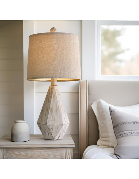 Lámpara de Mesa PoKat 51.4 cm Juego de 2 Vintage Blanca