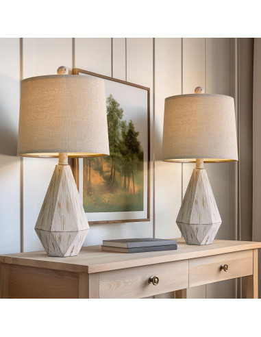 Lámpara de Mesa PoKat 51.4 cm Juego de 2 Vintage Blanca