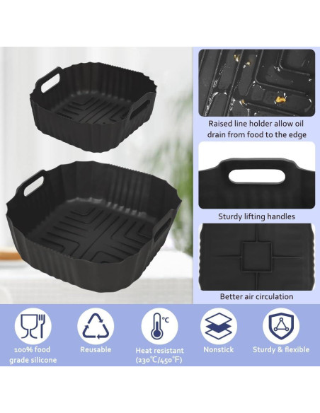 Forros de Silicona BYKITCHEN para Freidora Ninja Crispi 4QT