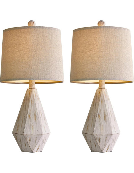 Lámpara de Mesa PoKat 51.4 cm Juego de 2 Vintage Blanca