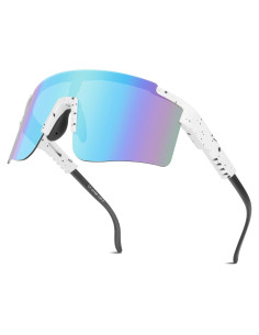 Gafas de Ciclismo Roibeao UV400 Ligeras Unisex Azul y Blanco