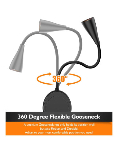 Luz de Lectura LED Montada en Pared SANKEDOU con USB y 5 Niveles