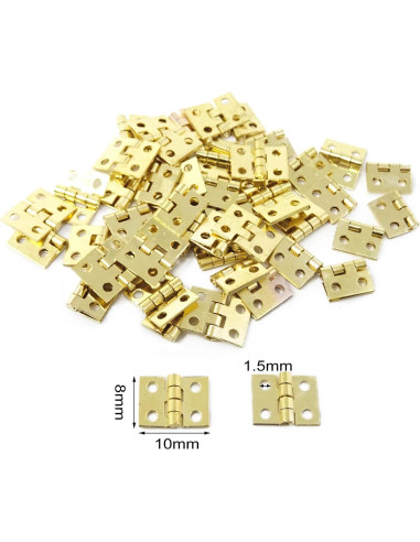 50 Bisagras Miniatura Doradas Honbay para Casa de Muñecas