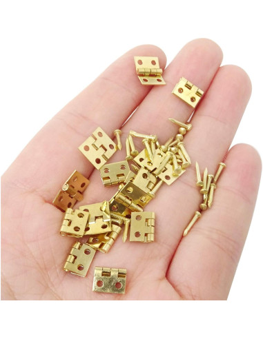 50 Bisagras Miniatura Doradas Honbay para Casa de Muñecas