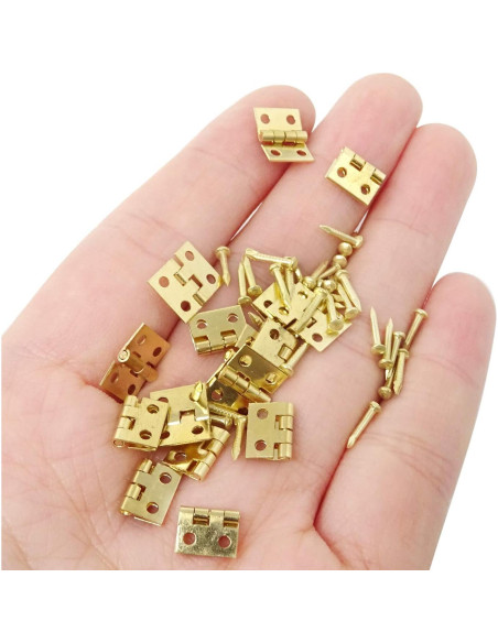 50 Bisagras Miniatura Doradas Honbay para Casa de Muñecas